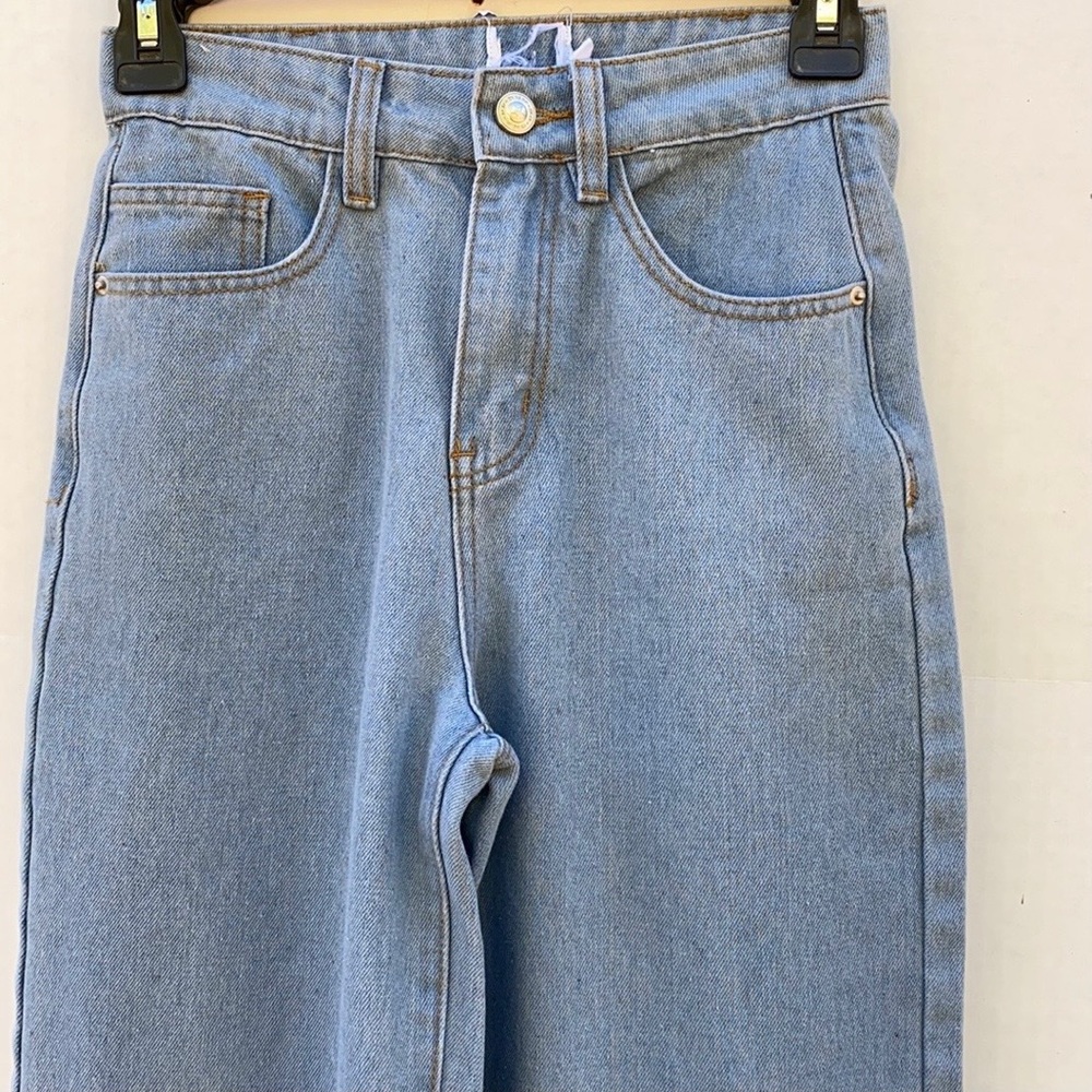 Princess Polly Womens Size 2 Rosalie light blue straight leg mid rise jeans - Picture 4 of 9